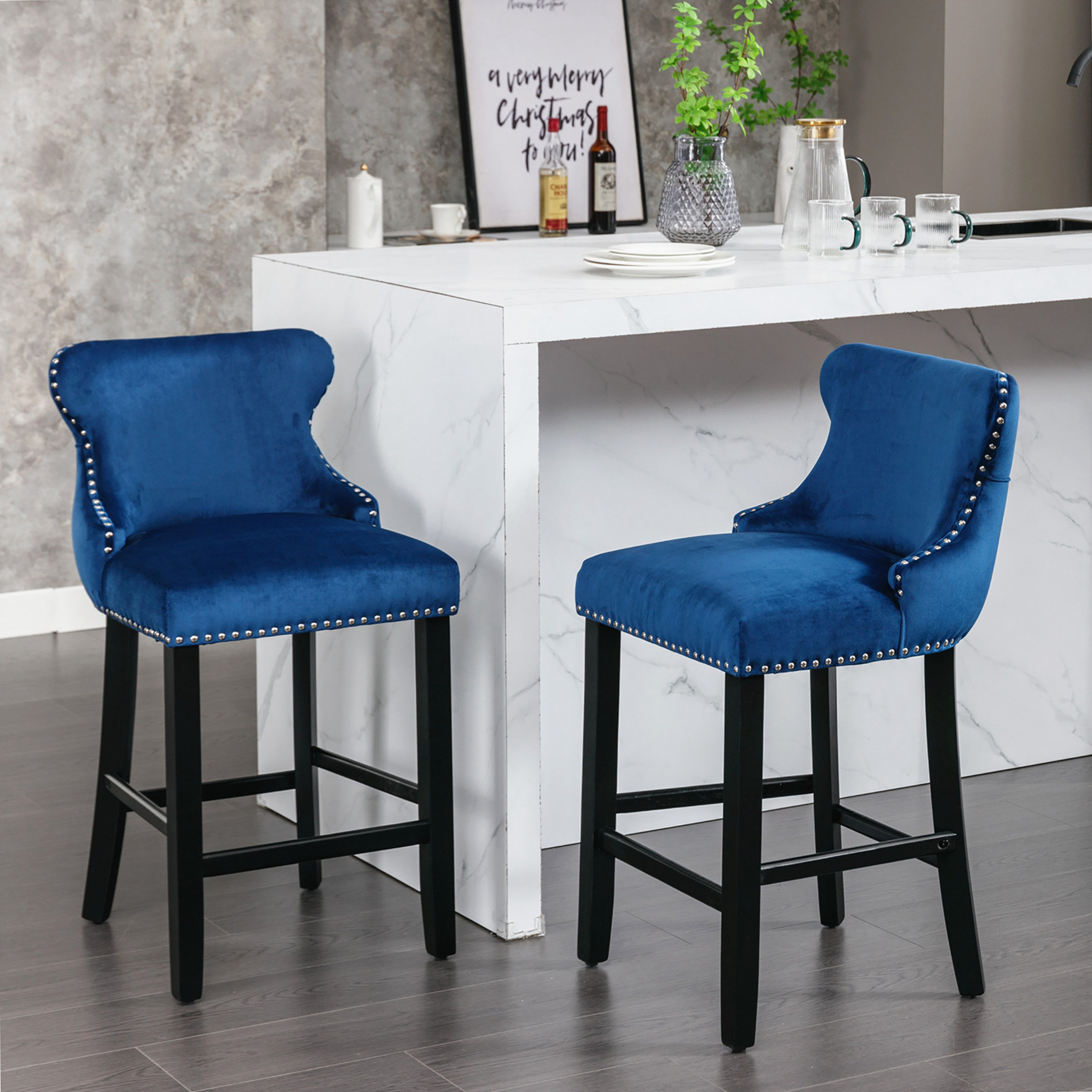 Tufted wingback counter online stool