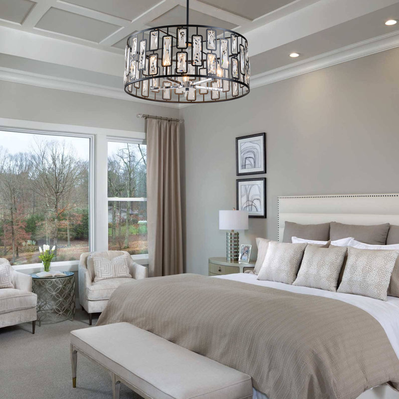 Bolton Crystal in Black Dimmable & Adjustable Height Pendant Light, 5, 20.5" H x 22.75' W x 22.75'' D