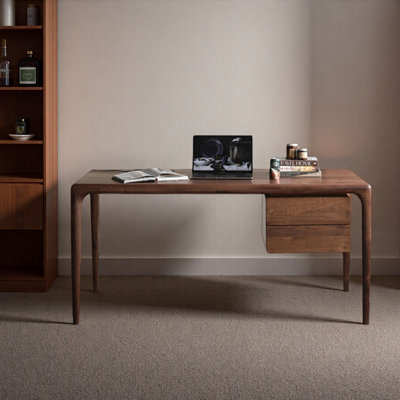 Modern Walnut Japanese Desk - Minimalist Storage