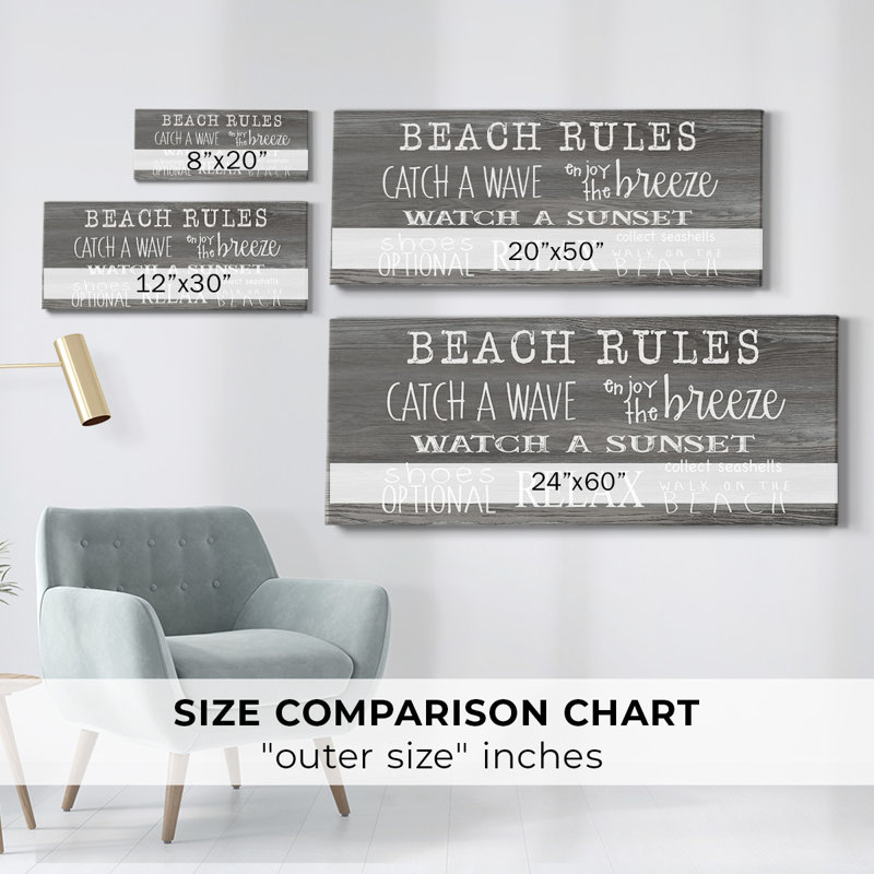 " Beach Rules ", 8" H x 20" W x 1.5" D