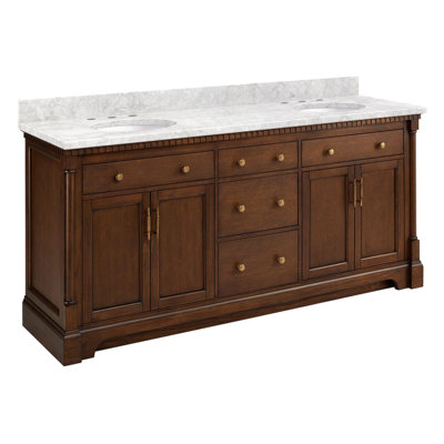 Claudia 72"" Freestanding Mahogany Double Basin Vanity Set with Cabinet, Vanity Top -  Signature Hardware, 484370