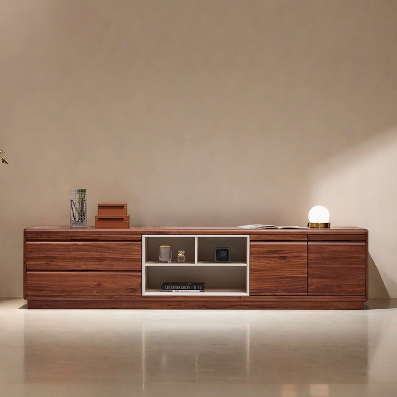 Meuble télé rétro et niche, H 19,29 po x L 86,61 po x l 15,74 po