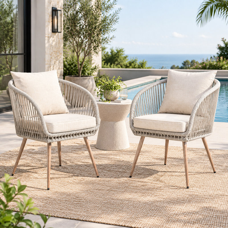 Chaise de salle à manger d'extérieur avec coussin (ensemble de 2)