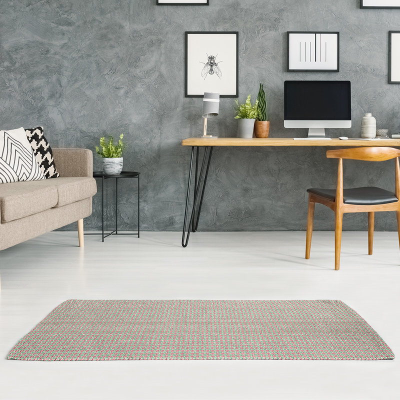 Tapis vert/rouge fait main, Rectangle 5 pi x 7 pi