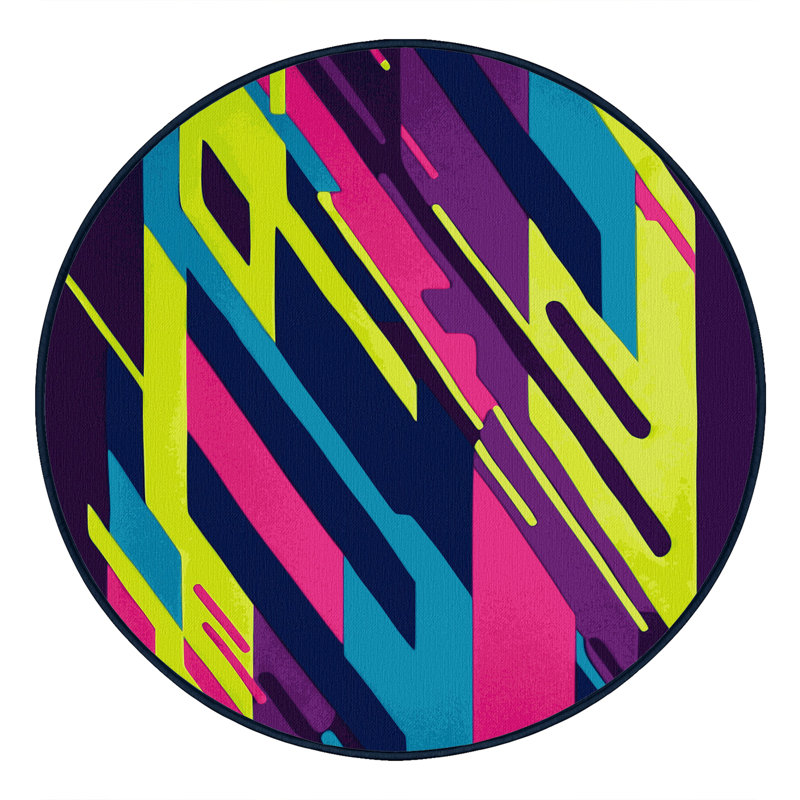 Retro Circuit Rug, Round 5'