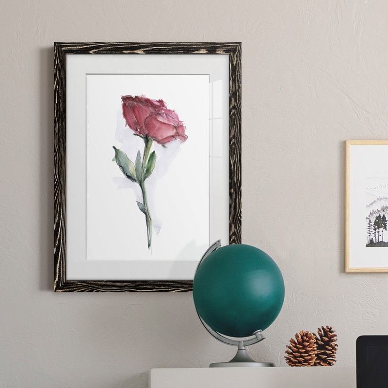 Watercolor Floral Contour II encadré mat - prêt à accrocher, H 24 po x l 20 po x P 1 po, Cadre noir
