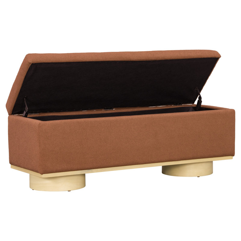 Faux Fur Upholstered Storage Bench, Brown
