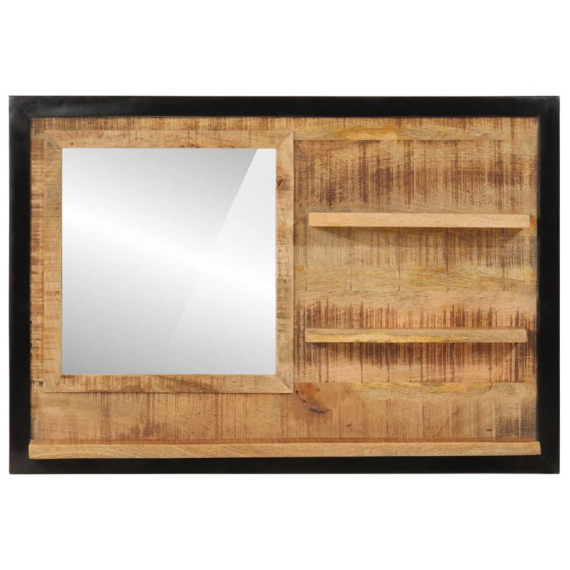 Bouzov Solid Wood Rectangle Vanity Mirror with Shelves
