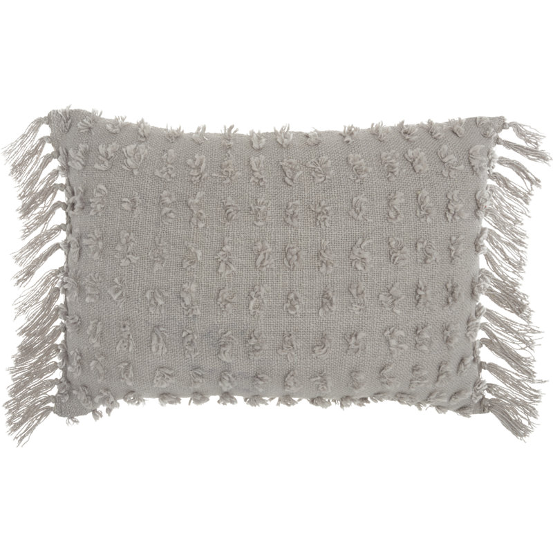 Tassels Cotton Throw Pillow, Khaki