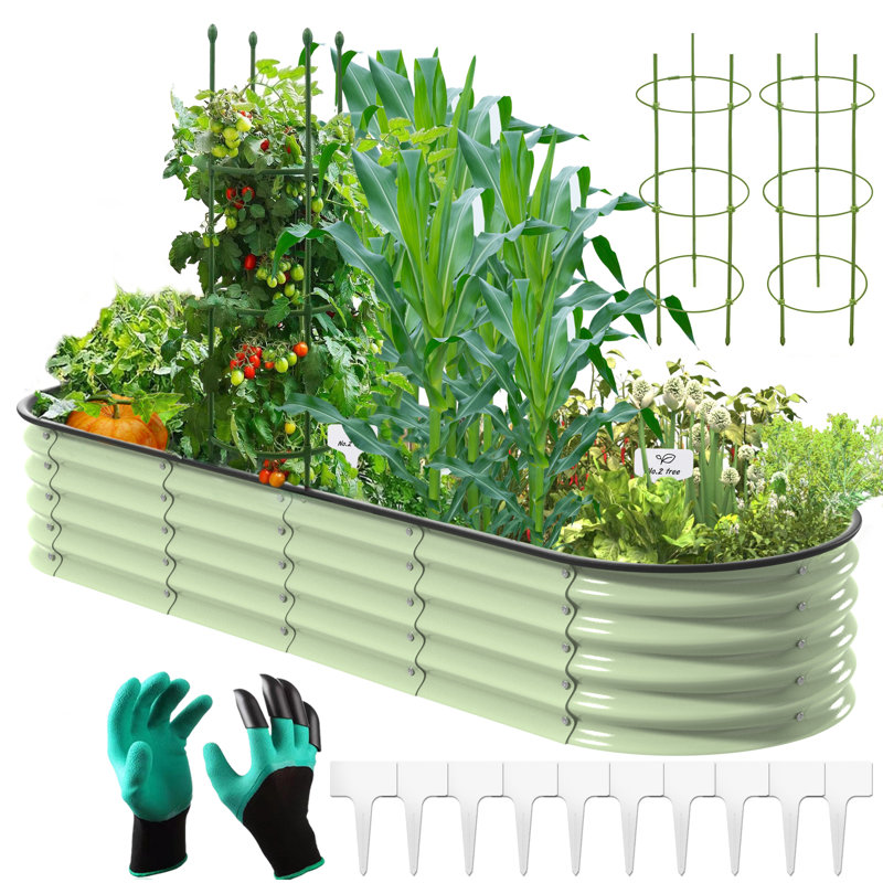 Ensembles de jardin surélevé 8 pi x 2 pi, lit de jardin surélevé galvanisé 9 po 1