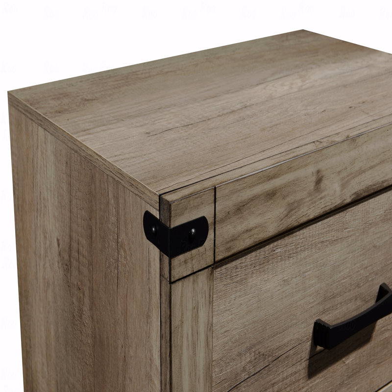1Pc Contemporary Tall Two Drawer Bedroom Nightstand Bedroom Solid Wooden Woodenen Furniture Bedroom Nightstand Bedroom End Table Nightstand Brown Melamine Finish Rustic
