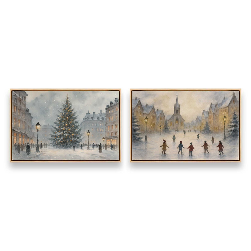 «Silent Night Square», ensemble de 2 impressions sur toile, H 33 po x l 98 po, Impression encadrée sans passe-partout