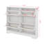 Armoire à chaussures basculante avec 4 tiroirs rabattables, 4 portes en rotin et 2 crochets argentés-68521682