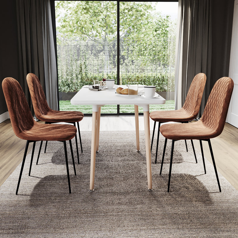 Dining Chairs Upholstered Fabric Seat Kitchen Dining Room Furniture, UKFR Certified, Orange
