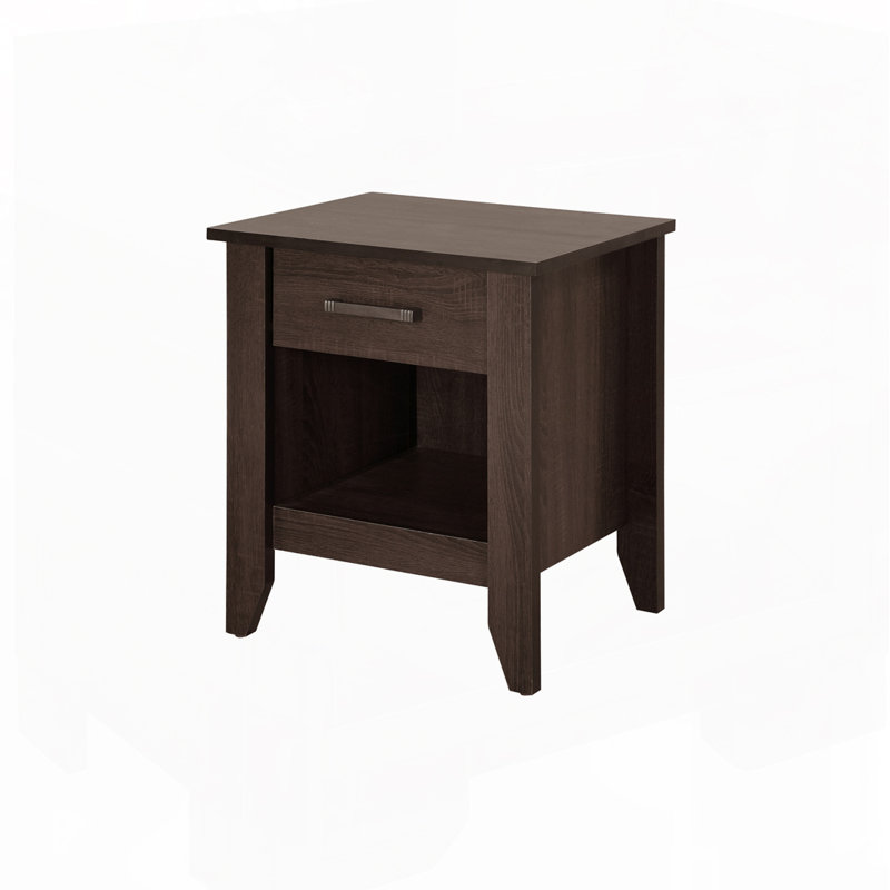 Table de chevet en bois, Naturel/noir