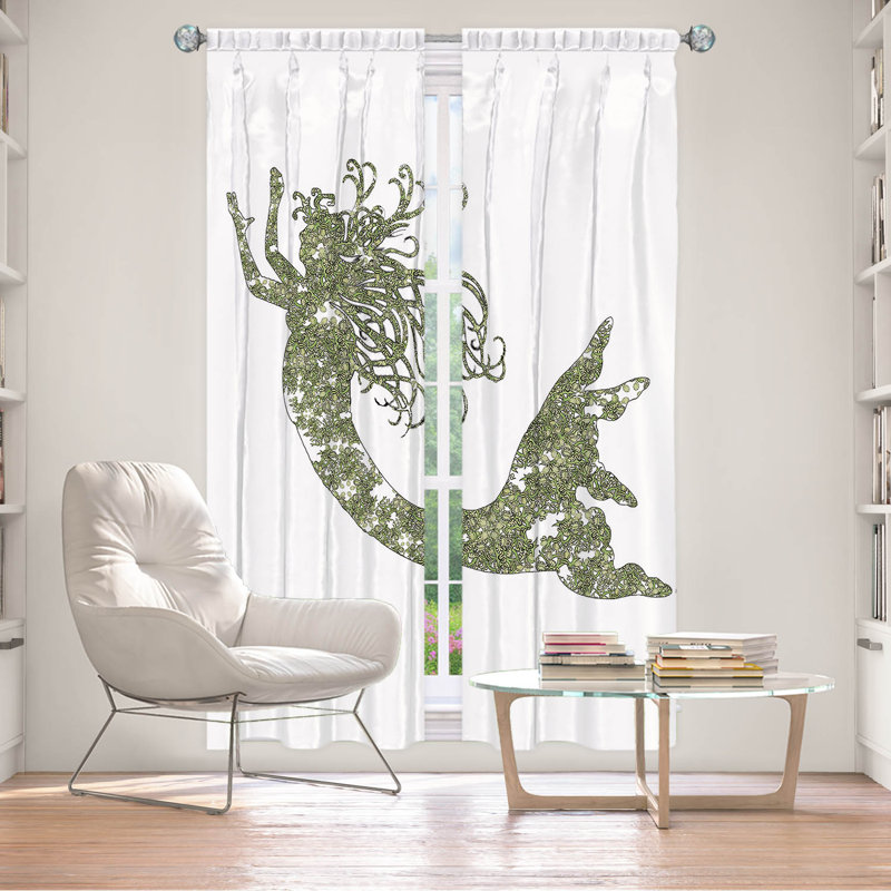 Paire de rideaux obscurcissant en polyester Rossy, L 20 po x L 82 po, Vert/blanc