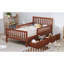 Lit simple, noyer, lit plateforme, garde-corps, tiroirs de rangement, conception de chambre simple et élégante, matériau solide léger, 8 lattes de bois, option de mobilier à utilisation d'espace