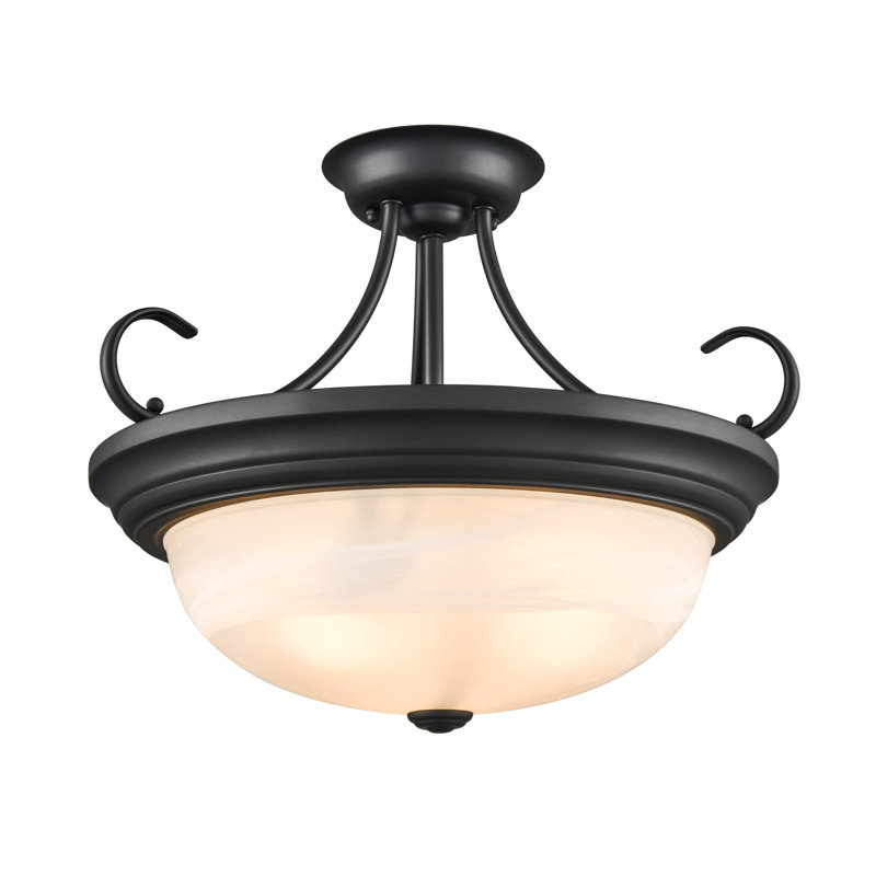 Plafonnier semi-encastré 3 lumières 17 po Snedeker, Noir mat