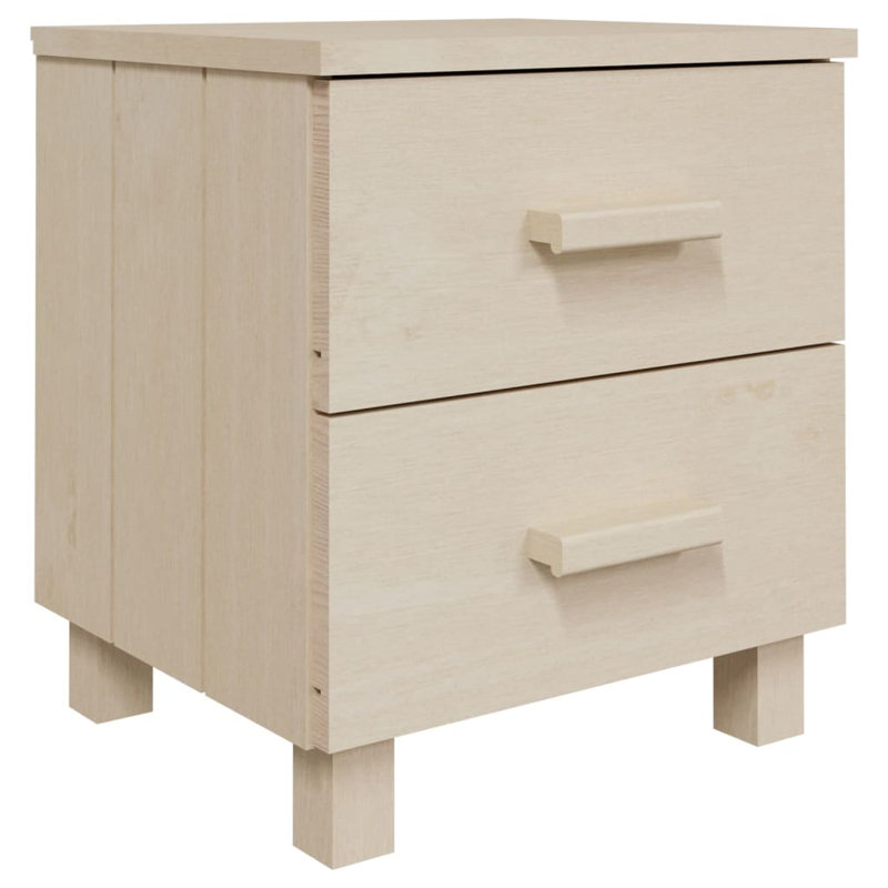 Table de chevet avec table de chevet 2 tiroirs Table de chevet en bois de pin massif Hamar, Brun miel, Ensemble de 2