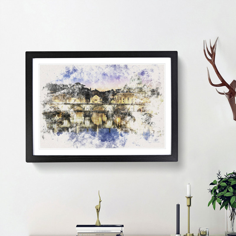 St. Peters Basilica in Rome Italy - Framed Print, 62cm H x 87cm W x 2cm D, Black Framed
