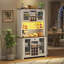 70,9 po Armoire de rangement pour garde-manger rustique, huche de cuisine avec prises à DEL et armoire à vin avec portes et tablettes-129435990