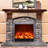 Gray + Brown Manufactured Wood Electric Fireplace