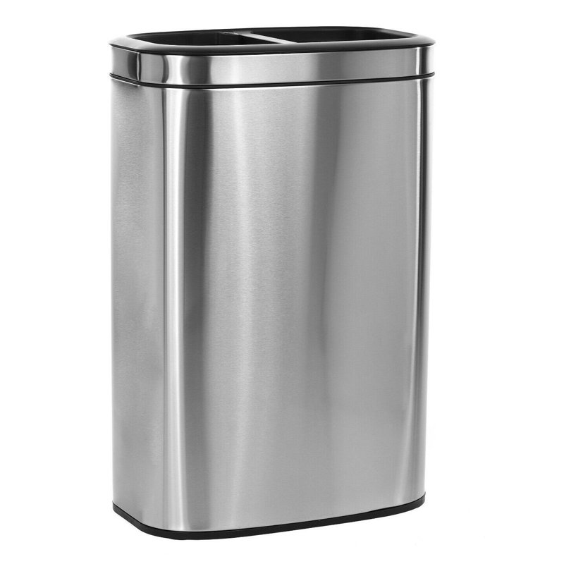 Steel Open Multi-Compartments Trash & Recycling Bin - 10.5 Gallons, 10.5 Gal.