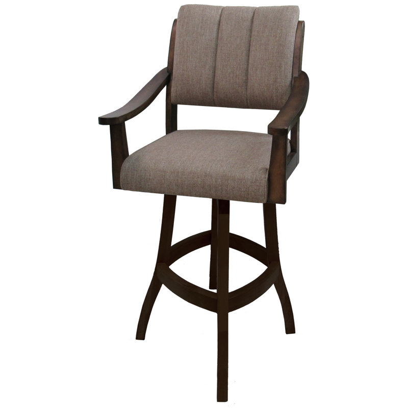 Bellamy Extra Tall Swivel Wood Stool, Basin Beige Seat/New Brown Frame, Bar Stool (30” Seat Height)