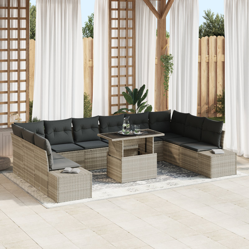 344cm Wide Patio Sofa with Cushions