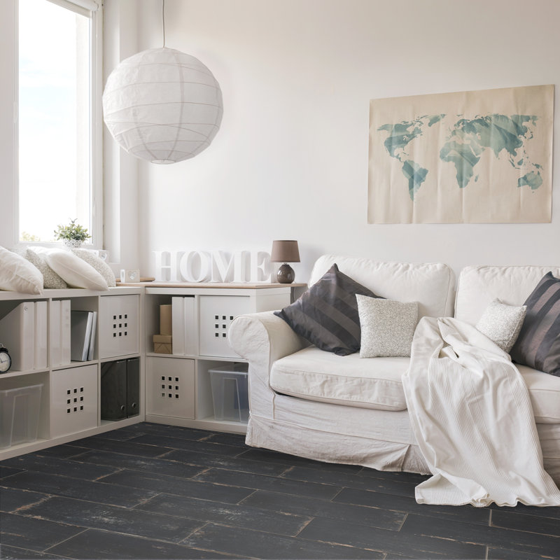Retro 8" x 24" Porcelain Wood Look Wall & Floor Tile, White