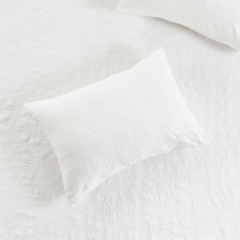 Literie Talley Sophia, Ensemble de couvre-lit simple + 1 taie décorative, Blanc