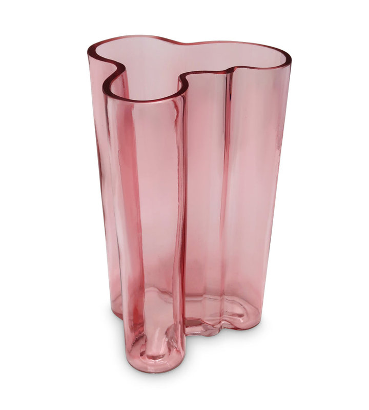 Tinted Curved Vase, 9.80" H x 5.50" W x 6.50" D, Pink