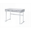 Bureau, bureau moderne en faux marbre blanc avec finition chromée & amp; 2 tiroirs de rangement | Blanc | Faux marbre