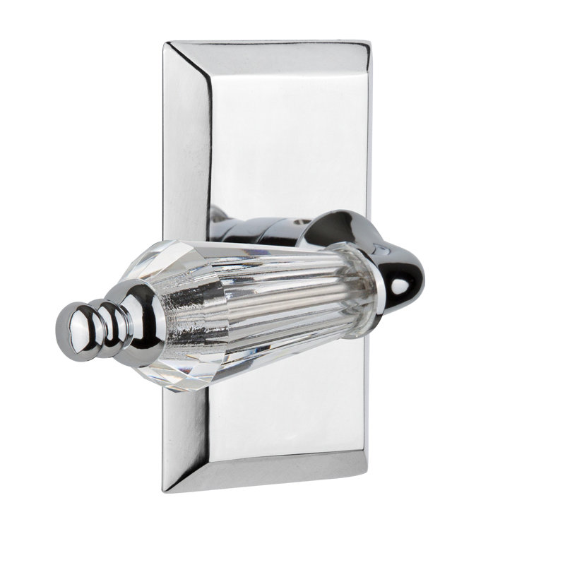 Studio Plate Single Dummy with Parlour Lever, Bright Chrome