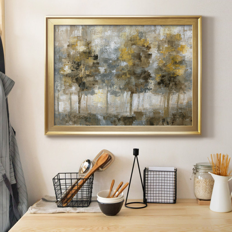 Linen Trees - Peinture encadrée, Gold Framed Canvas, H 26,5 po x l 36,5 po x P 1,5 po