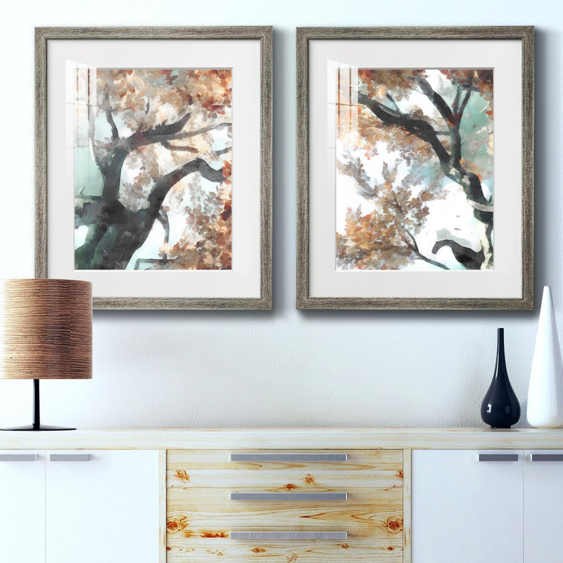 Fall Tree I - ensemble de 2 reproductions d'art sur toile encadrées