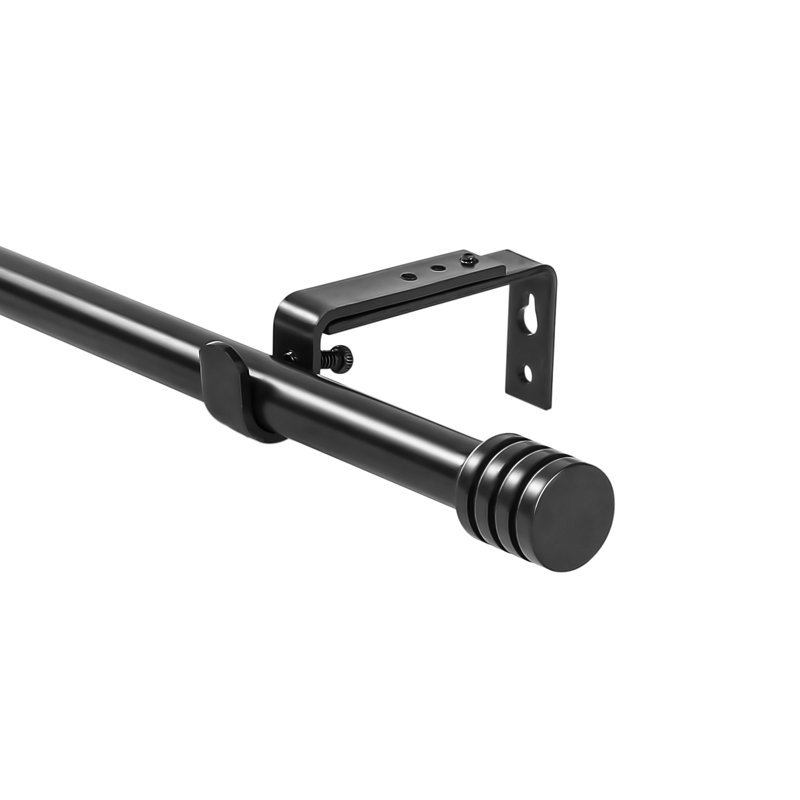 Sweitzer Adjustable Single Curtain Rod, 0.62" H x 84" W x 0.62" D, Black