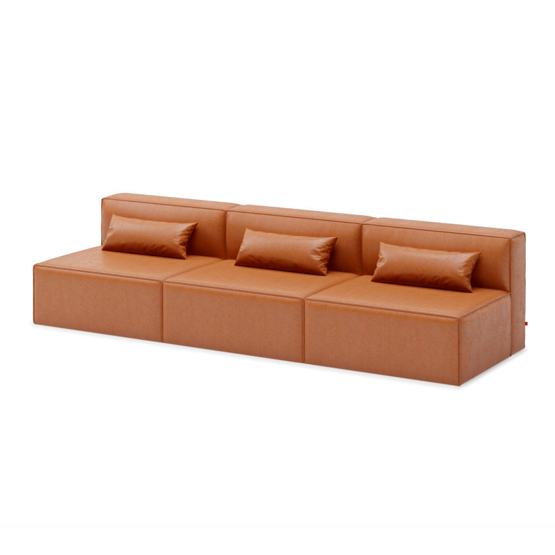 Mix Modular 3-Pc Armless Sofa, Vegan AppleSkin Leather Cognac