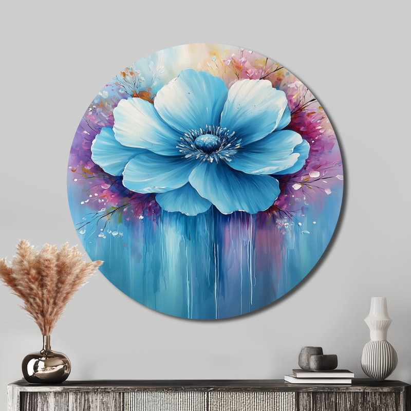 Radiance sous l'eau, pivoines aquatiques modernes I - impression d'art moderne en métal bleu, H 16 po x l 16 po