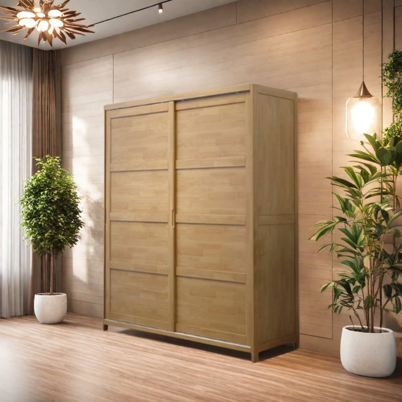 Garde-robe rétro pratique et classique, H 82,68 po x l 62,99 po x P 24,41 po, Burlywood