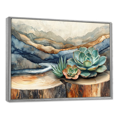 «Greenburg Succulent on a Top of Wooden Slide River IV - Succulents», art mural