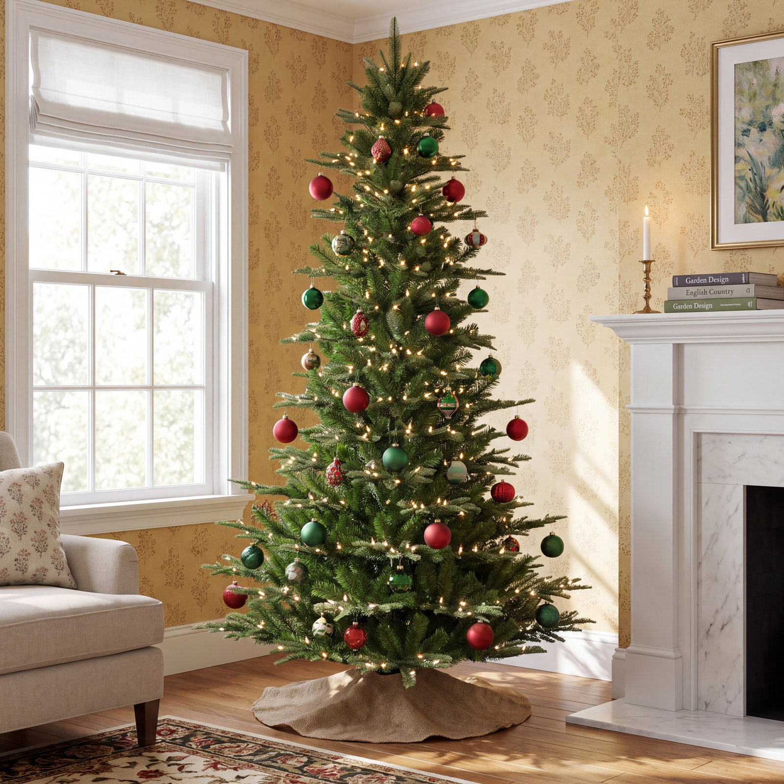 Lighted Artificial Fir Christmas Tree, 6.5'
