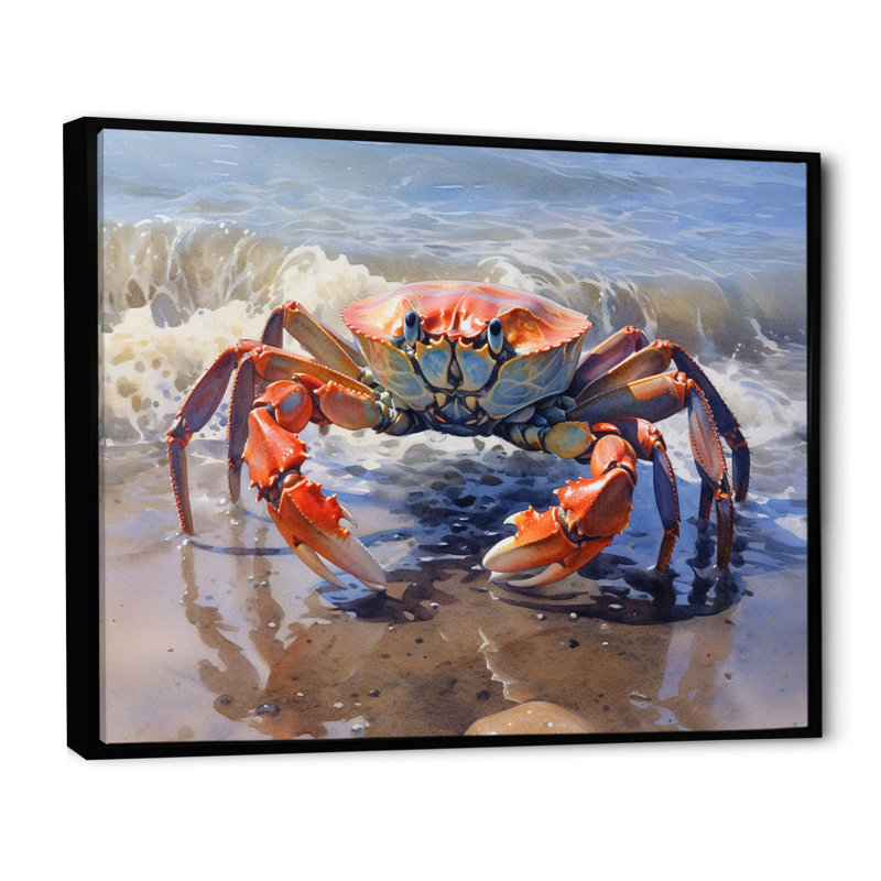 Crab Beachcombers II - Crab, art encadré, H 16 po x l 32 po x P 1 po, Cadre flottant noir