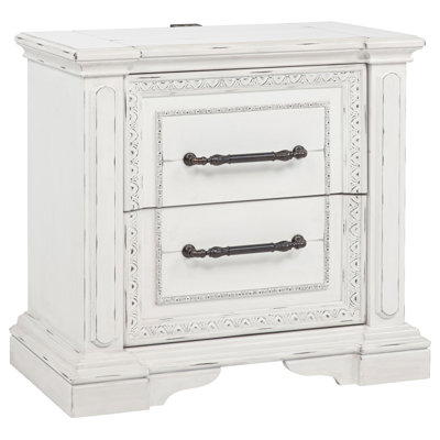Ensemble de chambre à coucher avec lit très grand 5 pièces Vintage White