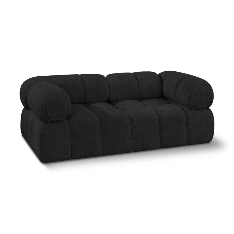 Ames Upholstered Sofa, Black Boucle Fabric, 2 Corner