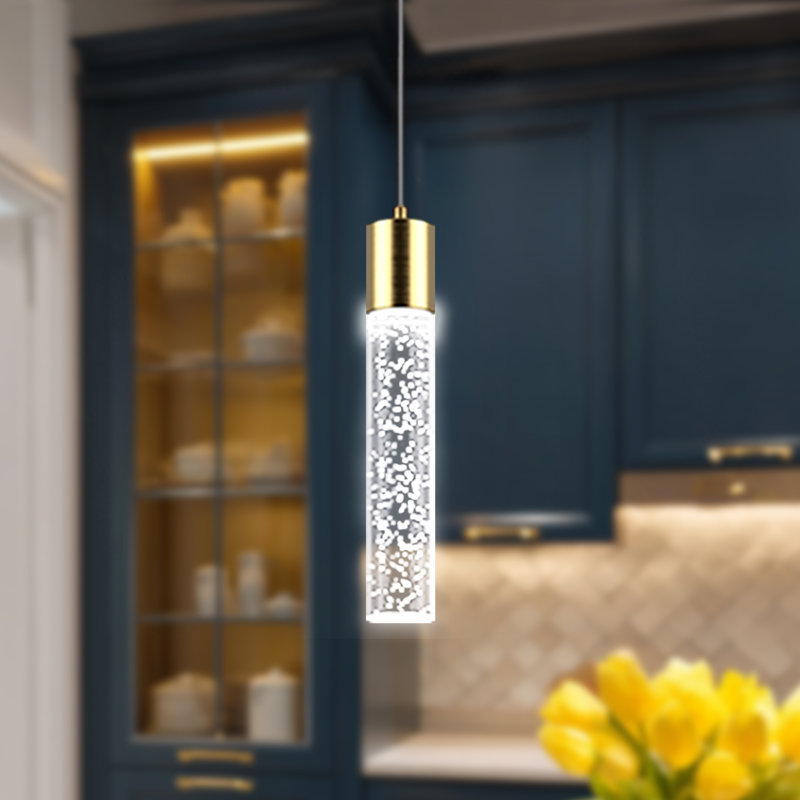Luminaire suspendu cylindrique à DEL, 1, Cuivre brossé