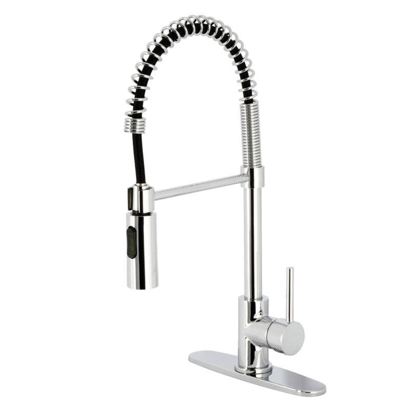 Kingston Brass Concord Single-Handle 1-Hole Deck Mount Pre-Rinse Kitchen Faucet, Polished Chrome