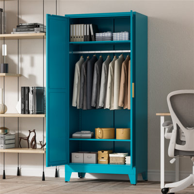 Armoire-penderie de 71 po de hauteur avec tablettes réglables et tringle