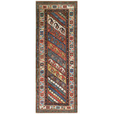 Antique Colorful Tribal Paisley Pattern Caucasian Shirvan Rug