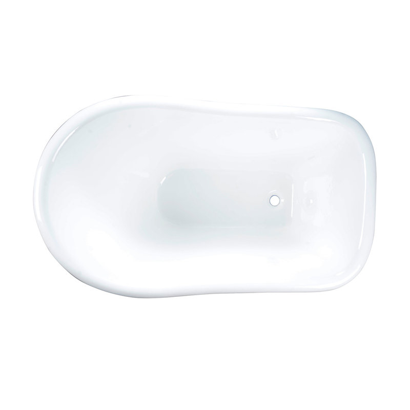 Kingston Brass Aqua Eden 51-Inch Cast Iron D-Shaped Single Slipper Pedestal Tub (No Faucet Drillings)